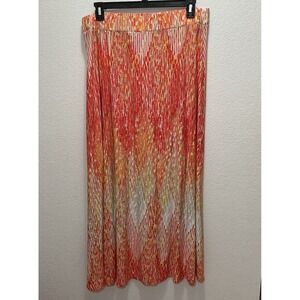Lane Bryant Maxi Skirt 22/24 Orange Yellow- Abstract Print, Retail $89